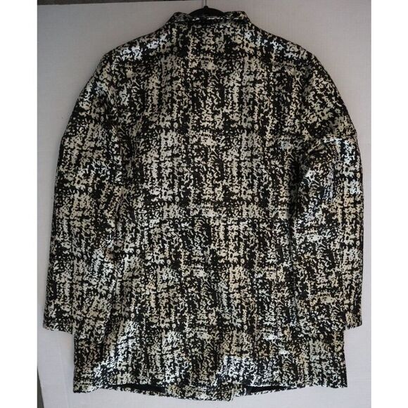 Lane Bryant Women's Sz 18/20 Black Metallic Asymmetric Long Jacket Blazer - Picture 10 of 11